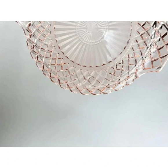 Pink Depression Glass Waffle Handled Jeannette Diamond Vintage Plate - Picture 2 of 10